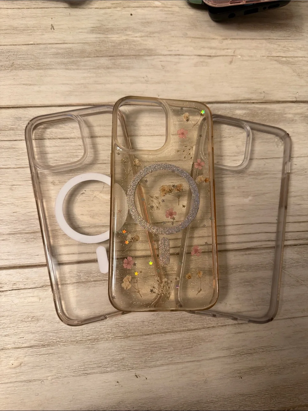 Clear, Glitter Floral iPhone 15 Pro Max Cases  (3)